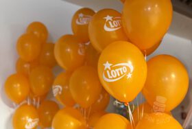Pomarańczowe balony z helem dla Lotto – Wrocław, CH Marino