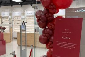 Event marki Cartier w salonie Design Optyk – girlanda balonowa w galerii Renoma we Wrocławiu